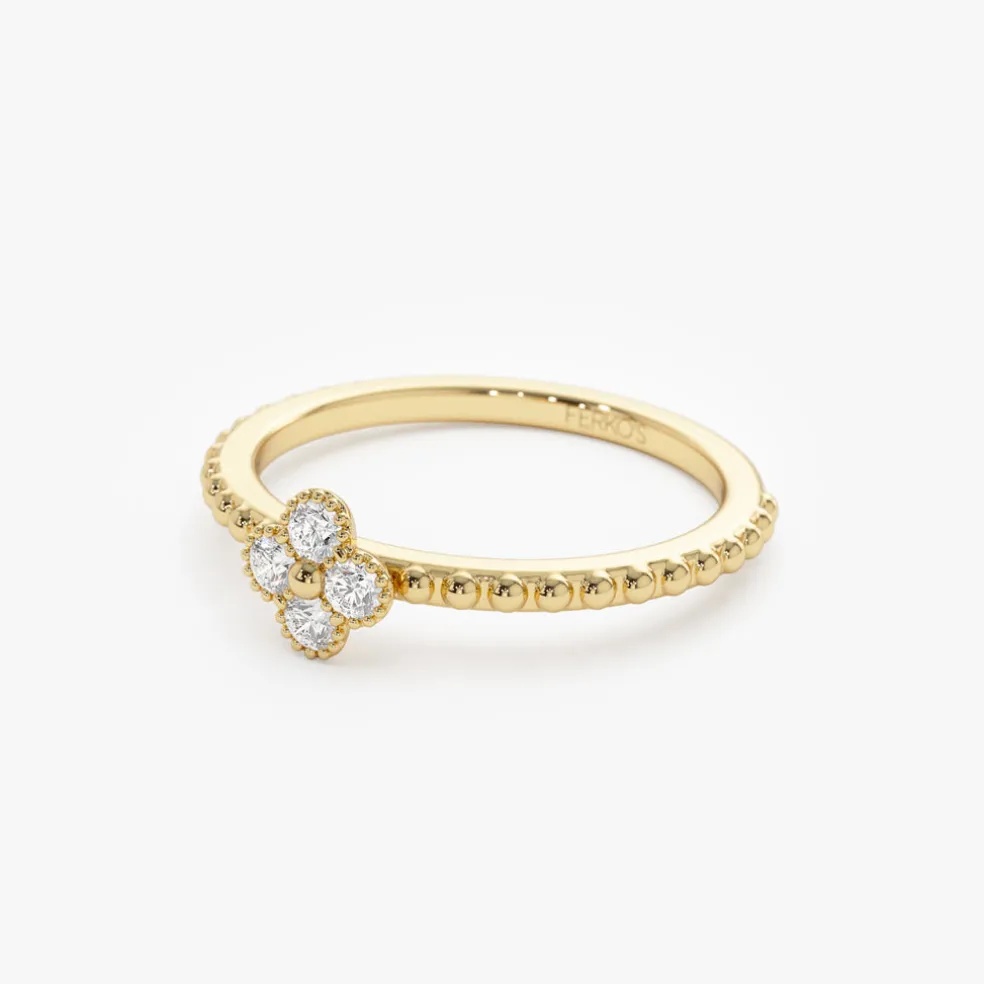 14k Diamond Clover Ring