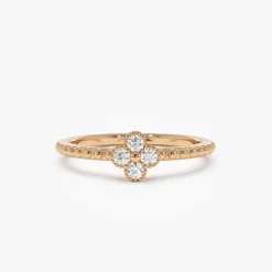 14k Diamond Clover Ring