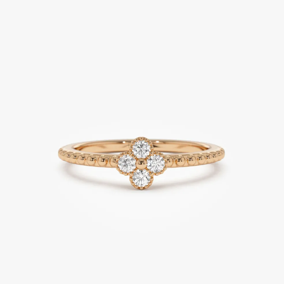 14k Diamond Clover Ring