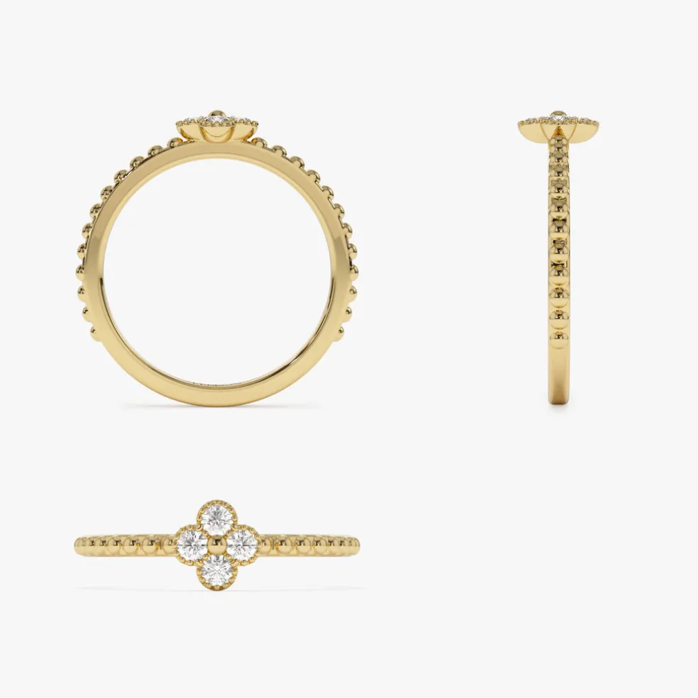 14k Diamond Clover Ring