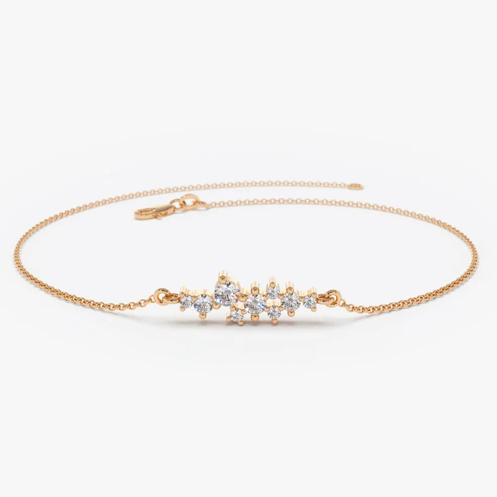 14k Diamond Cluster Bracelet