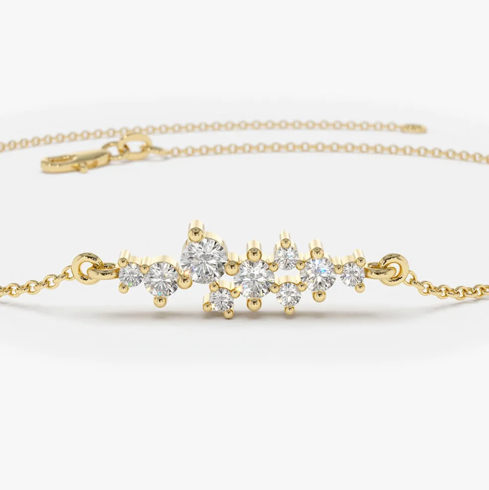 14k Diamond Cluster Bracelet