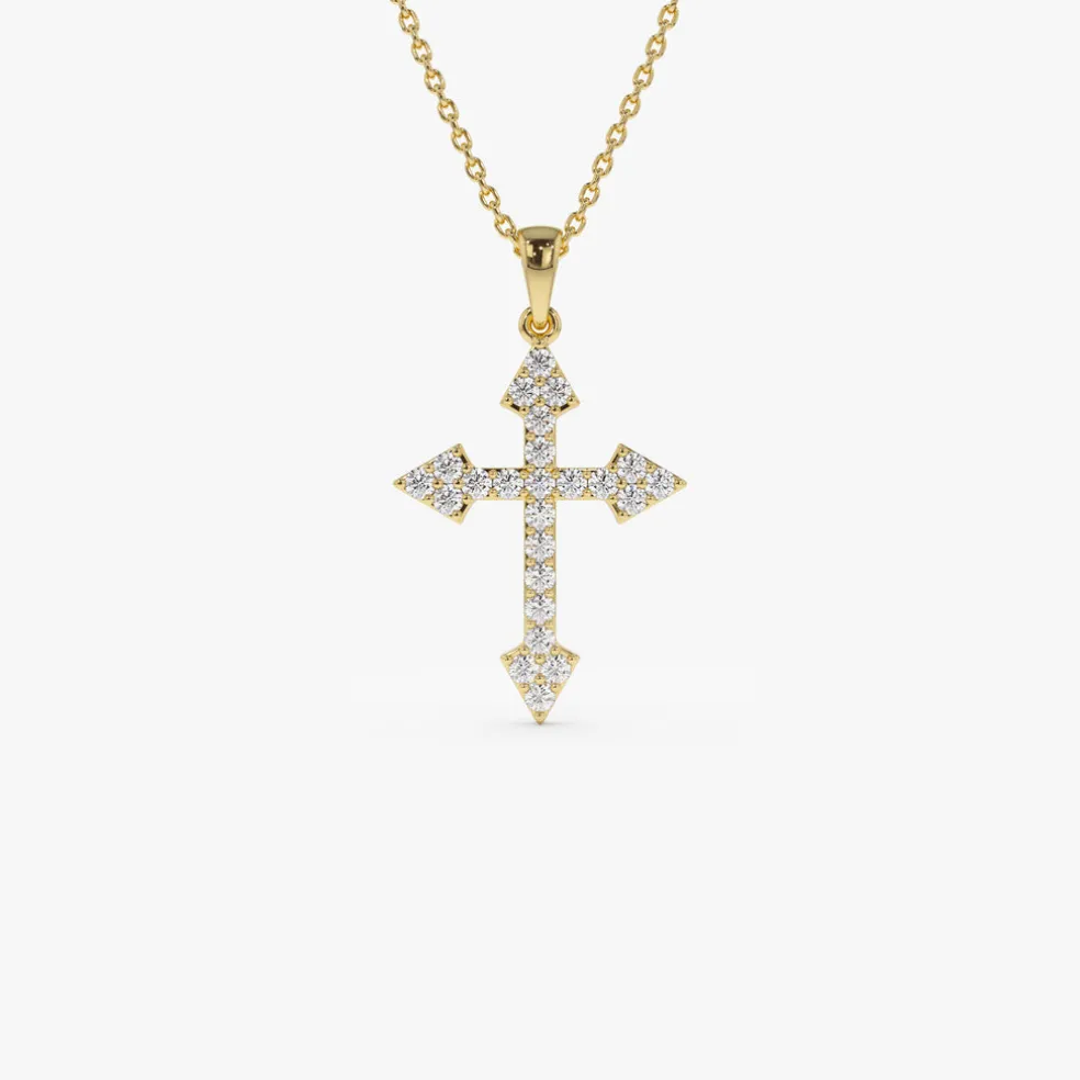 14k Diamond Cross Charm 0.45 ctw