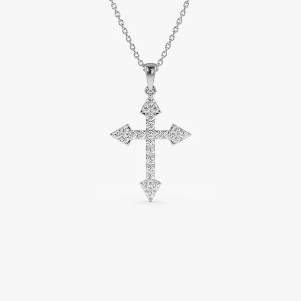 14k Diamond Cross Charm 0.45 ctw