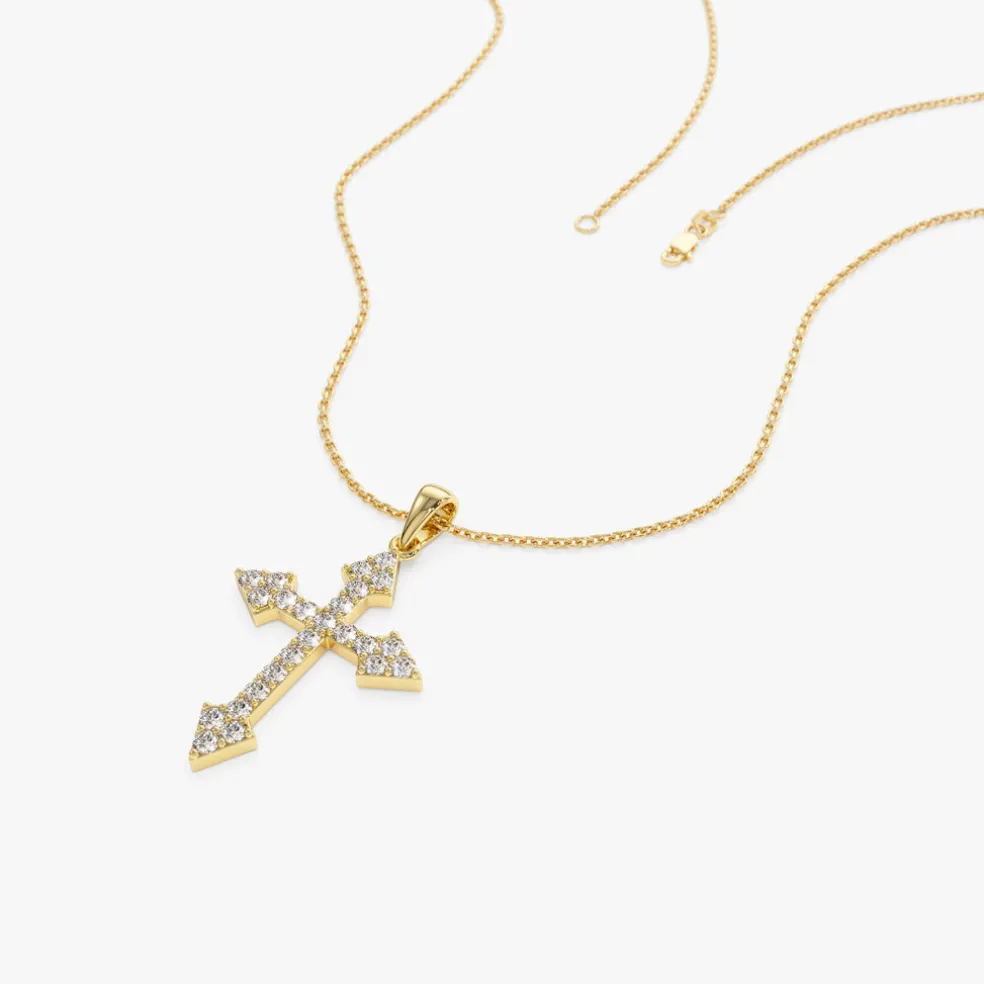 14k Diamond Cross Charm 0.45 ctw