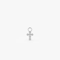 14k Diamond Cross Hoop Charm