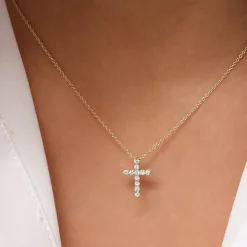 14k Diamond Cross Necklace
