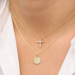 14k Diamond Cross Necklace