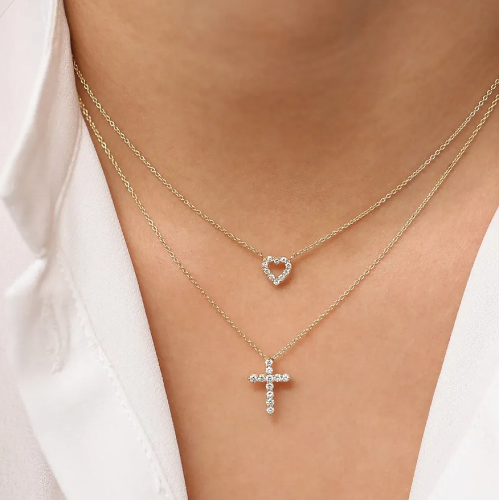 14k Diamond Cross Necklace