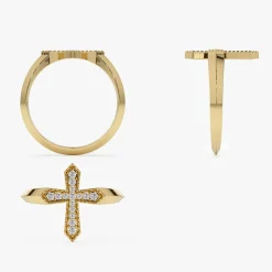 14k Diamond Cross Ring
