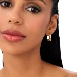 14k Diamond Cut Tetured Hoop Earrings