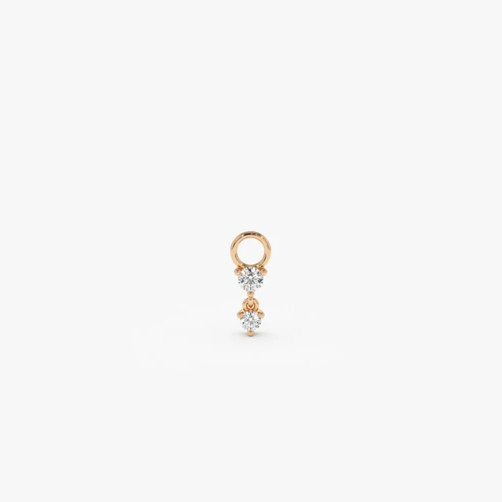 14k Diamond Dangle Hoop Charm