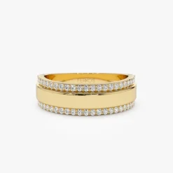 14k Diamond Diamond Edge Wedding Band