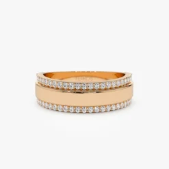 14k Diamond Diamond Edge Wedding Band