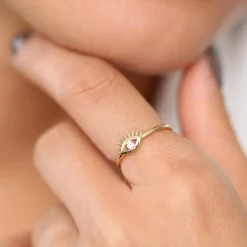 14k Diamond Evil Eye Ring