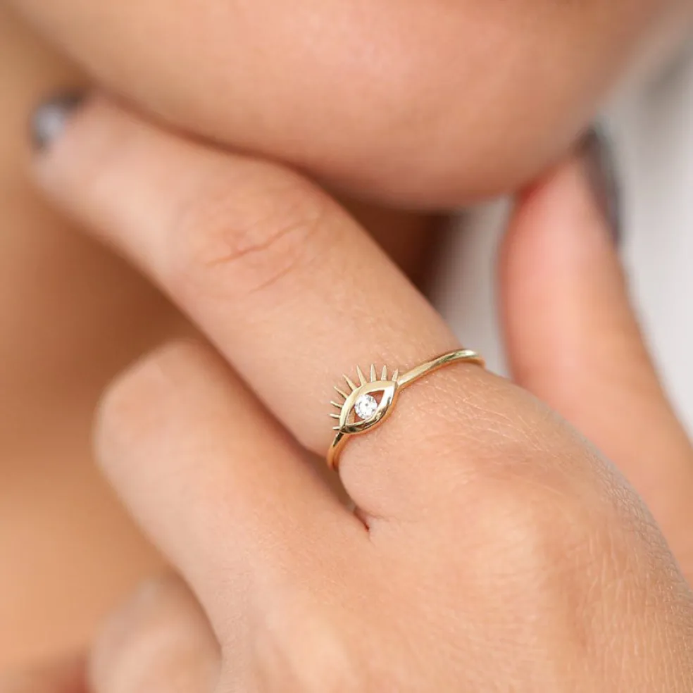 14k Diamond Evil Eye Ring