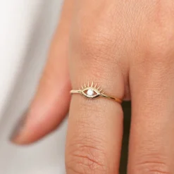 14k Diamond Evil Eye Ring