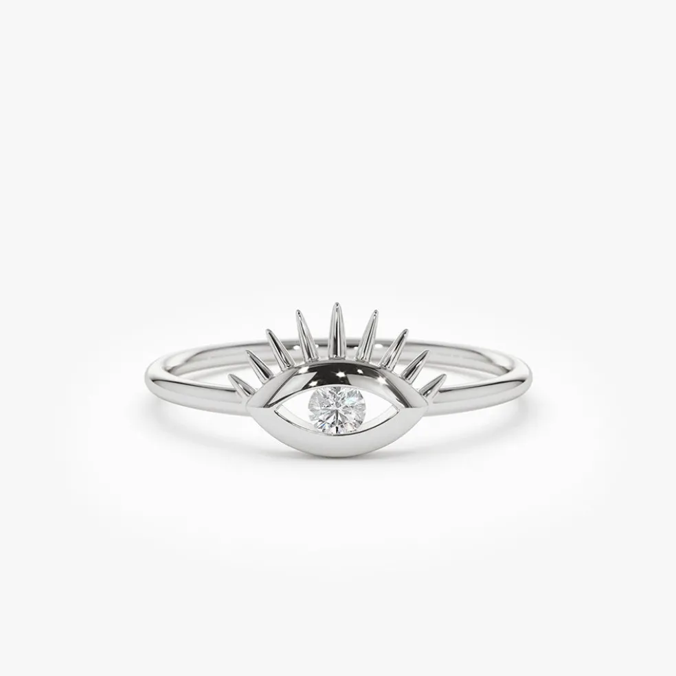 14k Diamond Evil Eye Ring