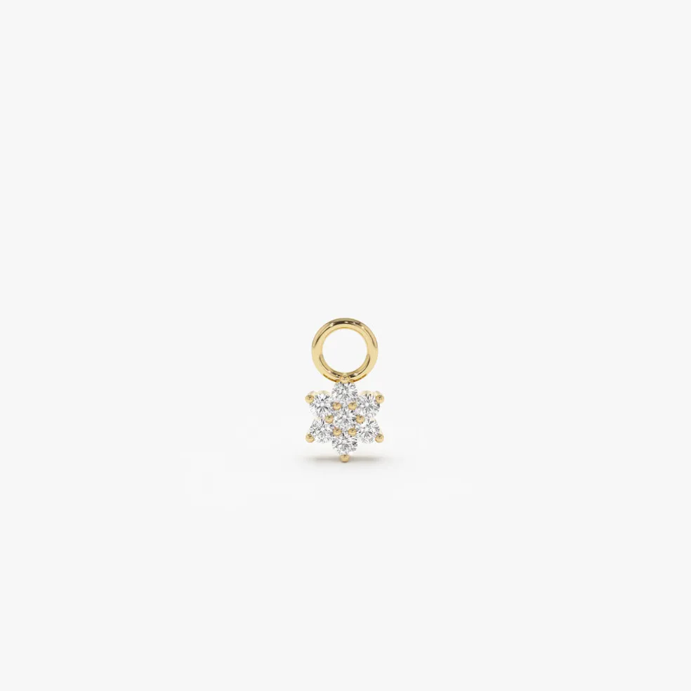 14k Diamond Flower Hoop Charm
