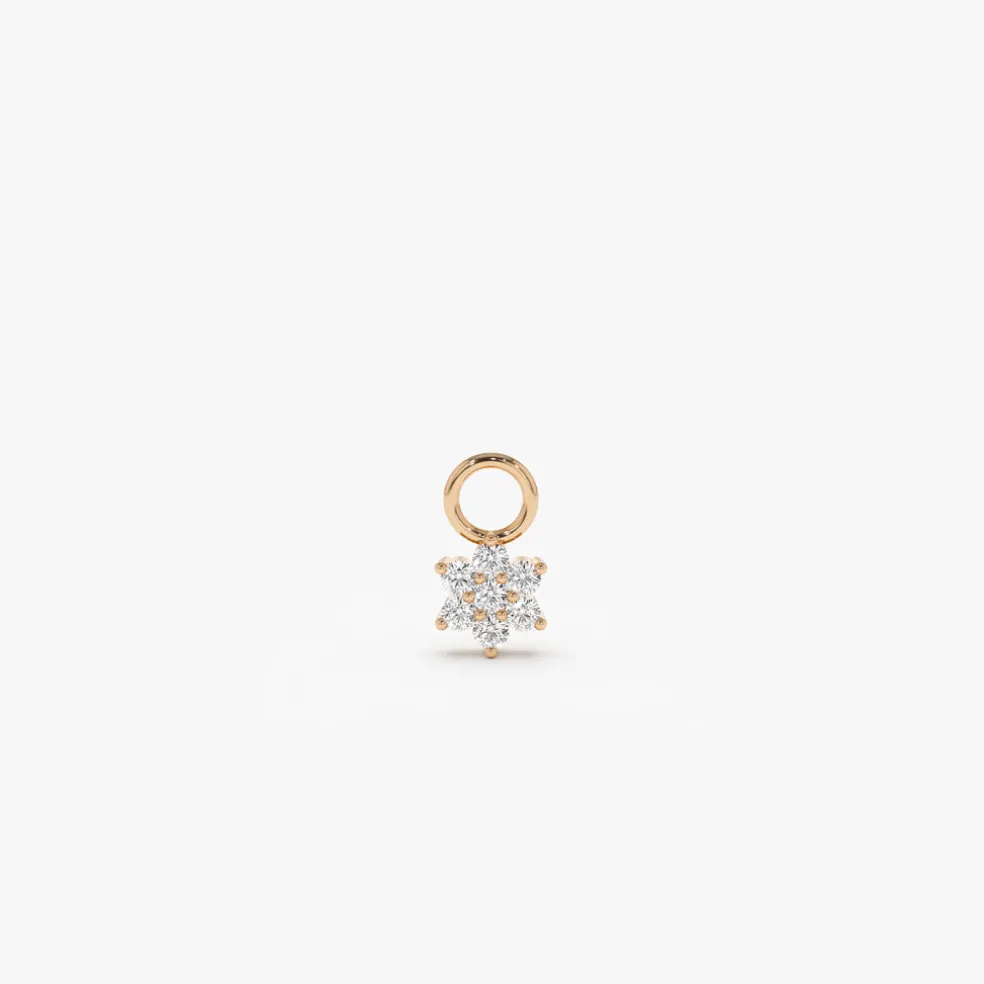 14k Diamond Flower Hoop Charm