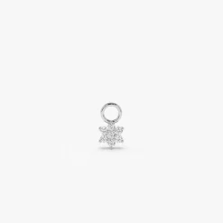 14k Diamond Flower Hoop Charm
