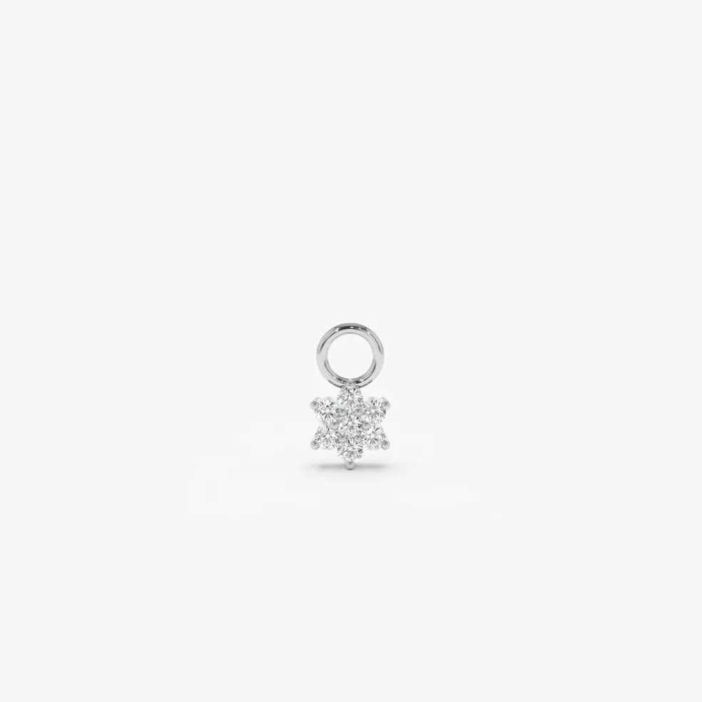 14k Diamond Flower Hoop Charm