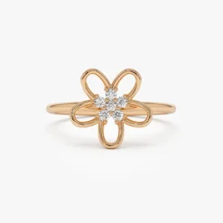 14k Diamond Flower Ring