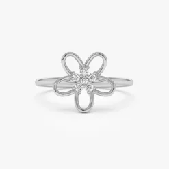 14k Diamond Flower Ring