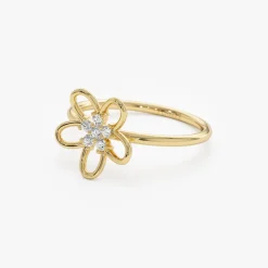 14k Diamond Flower Ring