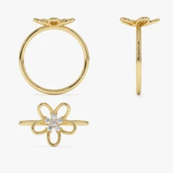 14k Diamond Flower Ring