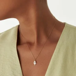 14k Diamond Hamsa Hand Protection Necklace