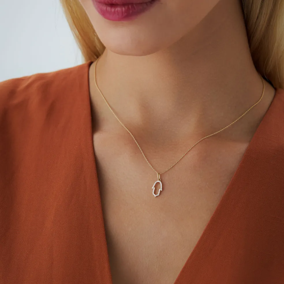 14k Diamond Hamsa Necklace