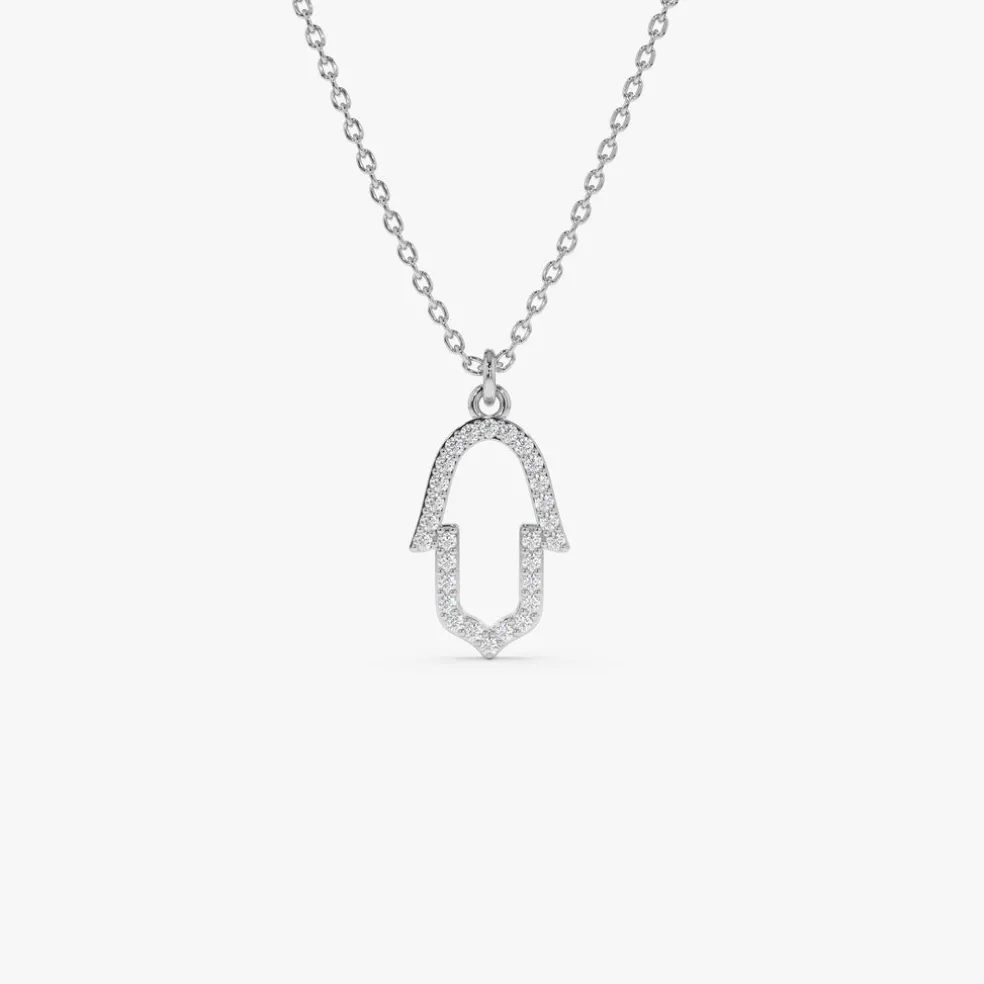 14k Diamond Hamsa Necklace