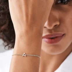 14k Diamond Initial Curb Bracelet