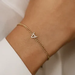 14k Diamond Initial Curb Bracelet