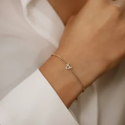 14k Diamond Initial Curb Bracelet