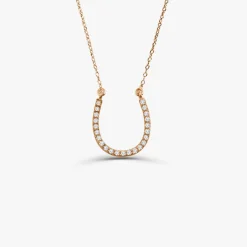 14k Diamond Large Horseshoe Necklace