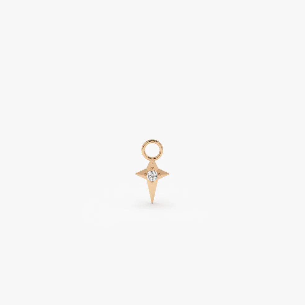 14K Diamond Northstar Hoop Charm