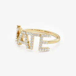 14K Diamond Personalized Name Ring