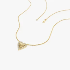14K Diamond Puffed Heart Love Necklace