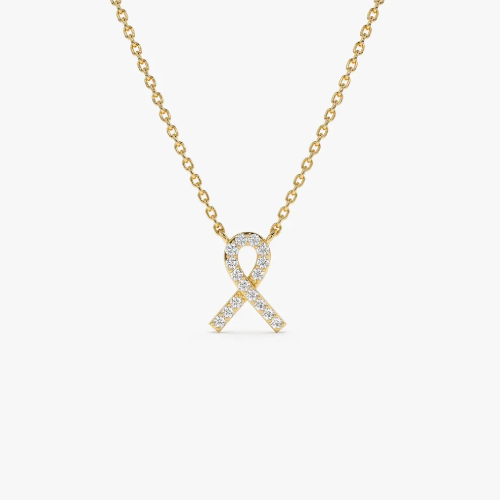 14k Diamond Ribbon Necklace