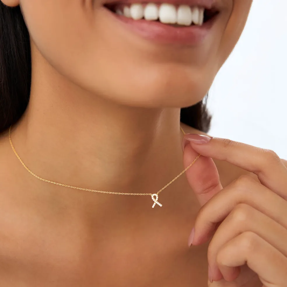 14k Diamond Ribbon Necklace