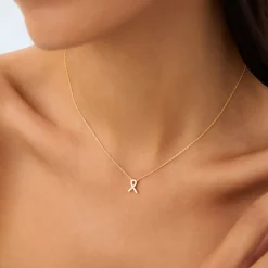14k Diamond Ribbon Necklace