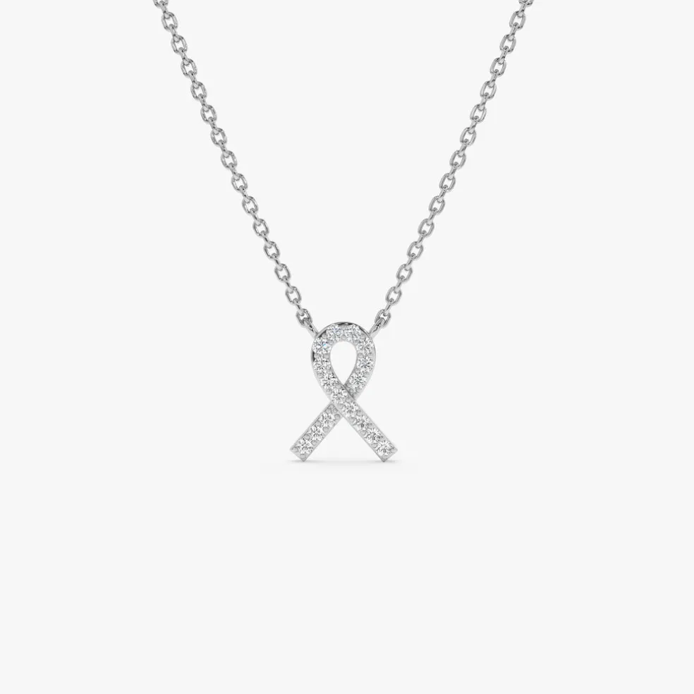 14k Diamond Ribbon Necklace