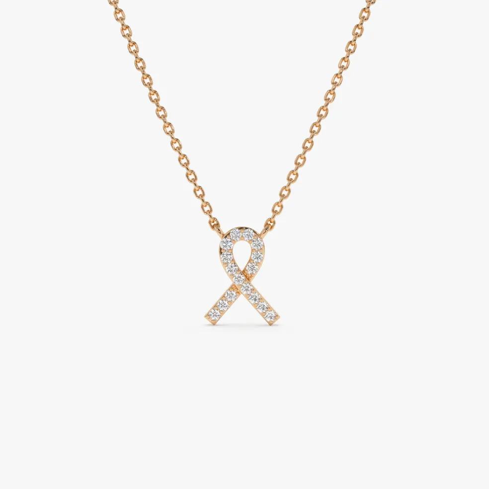 14k Diamond Ribbon Necklace