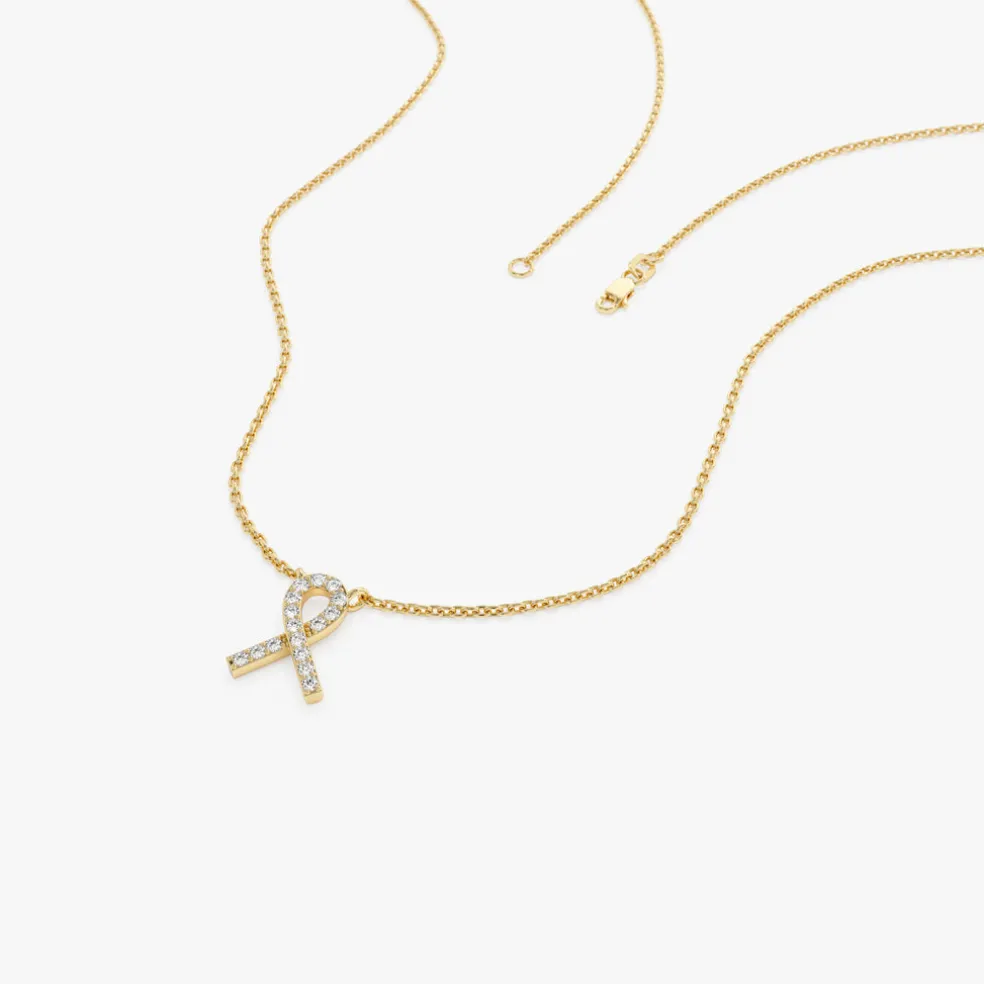 14k Diamond Ribbon Necklace