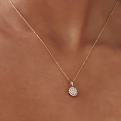 14k Diamond Round Illusion Cluster Necklace