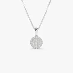 14k Diamond Round Illusion Cluster Necklace