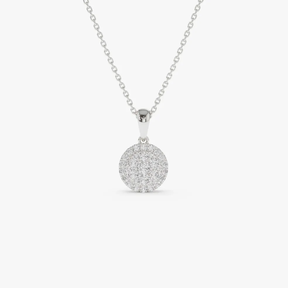 14k Diamond Round Illusion Cluster Necklace