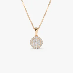 14k Diamond Round Illusion Cluster Necklace